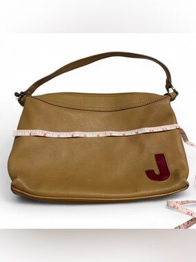 Liz Claiborne Tan Shoulder Bag with Red Initial Accent